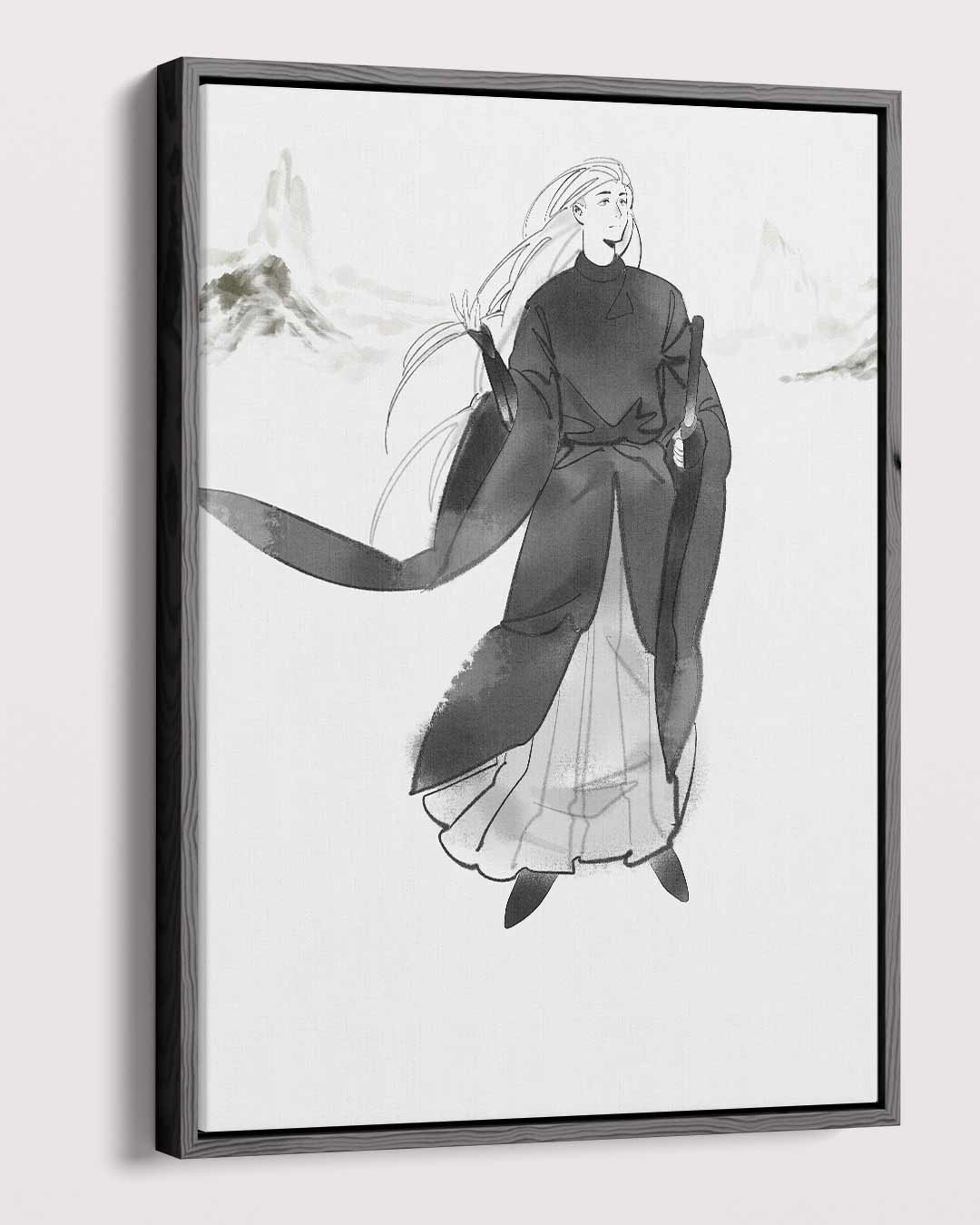 Mystieke Krijger in de Mist Kunstwerk-canvas-dibond-plexiglas-wanddecoratie-WallArtistic