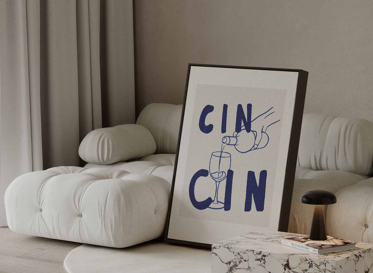 Cin Cin Cheers Illustratie Kunstwerk-canvas-dibond-plexiglas-wanddecoratie-WallArtistic