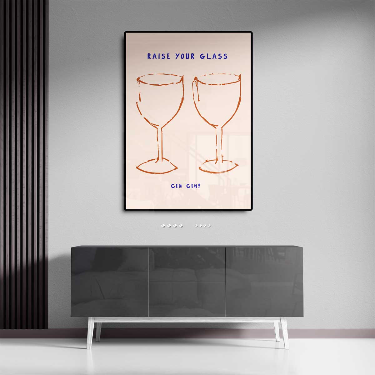 Proostende Wijnglazen Illustratie Kunstwerk-canvas-dibond-plexiglas-wanddecoratie-WallArtistic