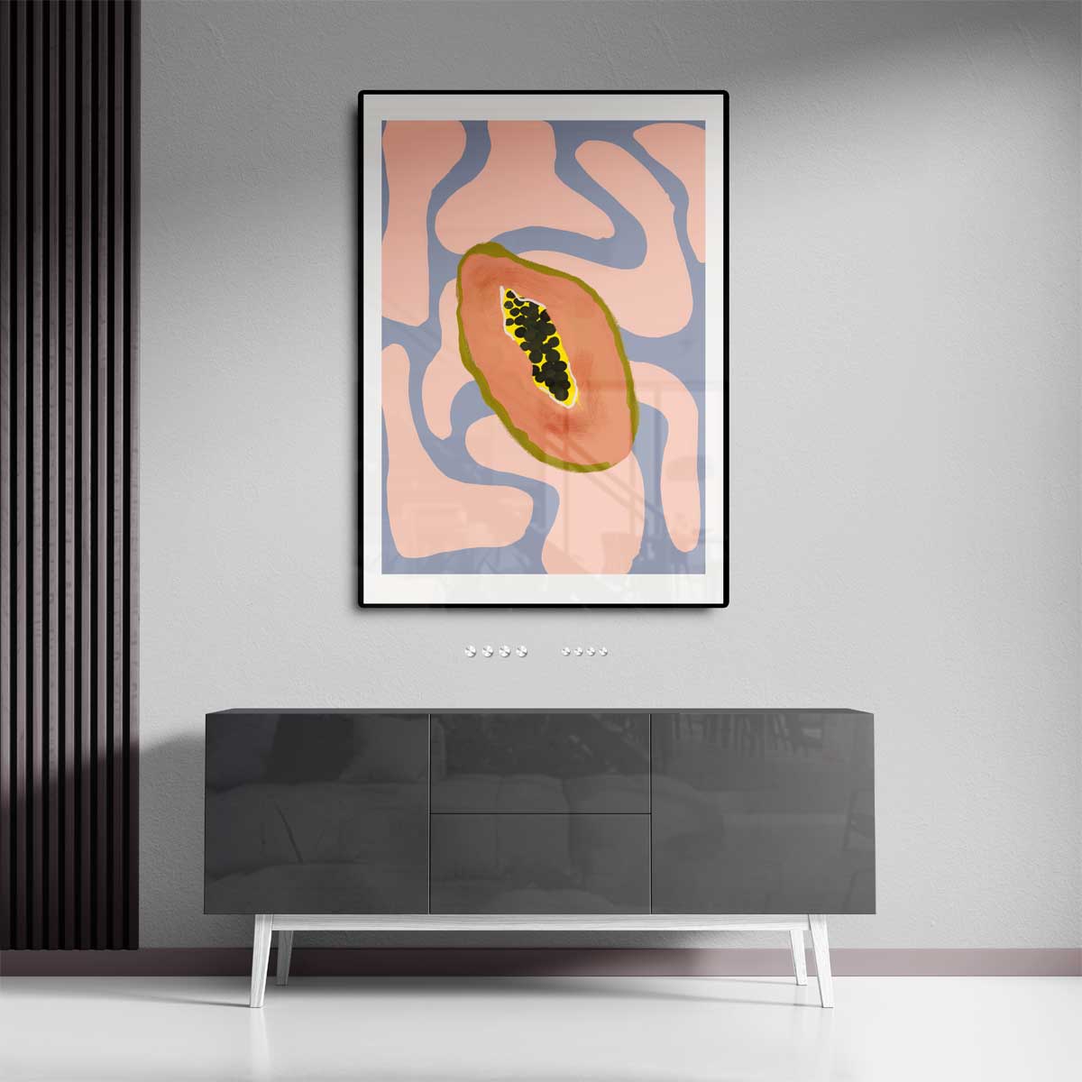 Kleurrijke Papaya Droom Kunstwerk-canvas-dibond-plexiglas-wanddecoratie-WallArtistic