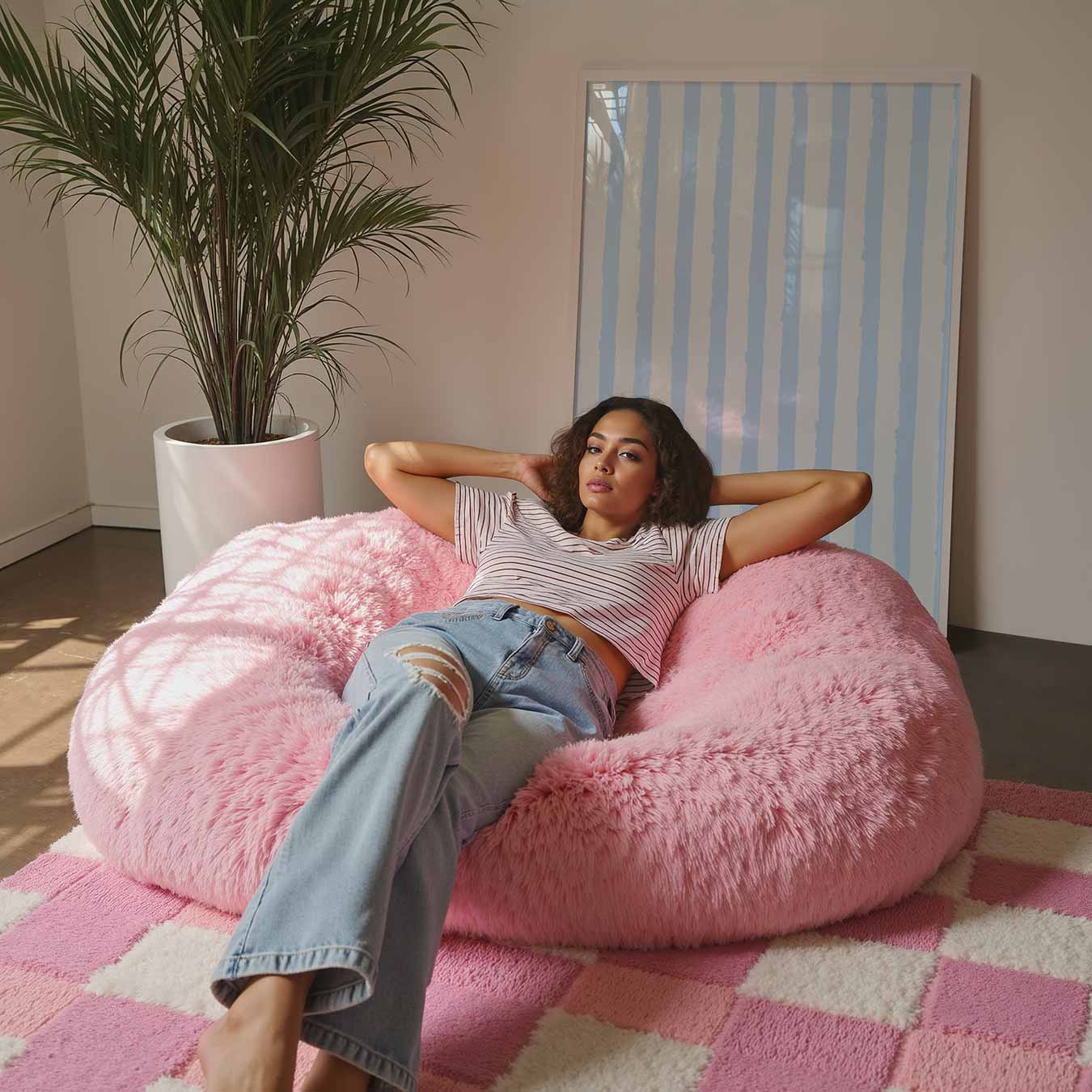 Zachtblauwe Strepen Poster-WallArtistic