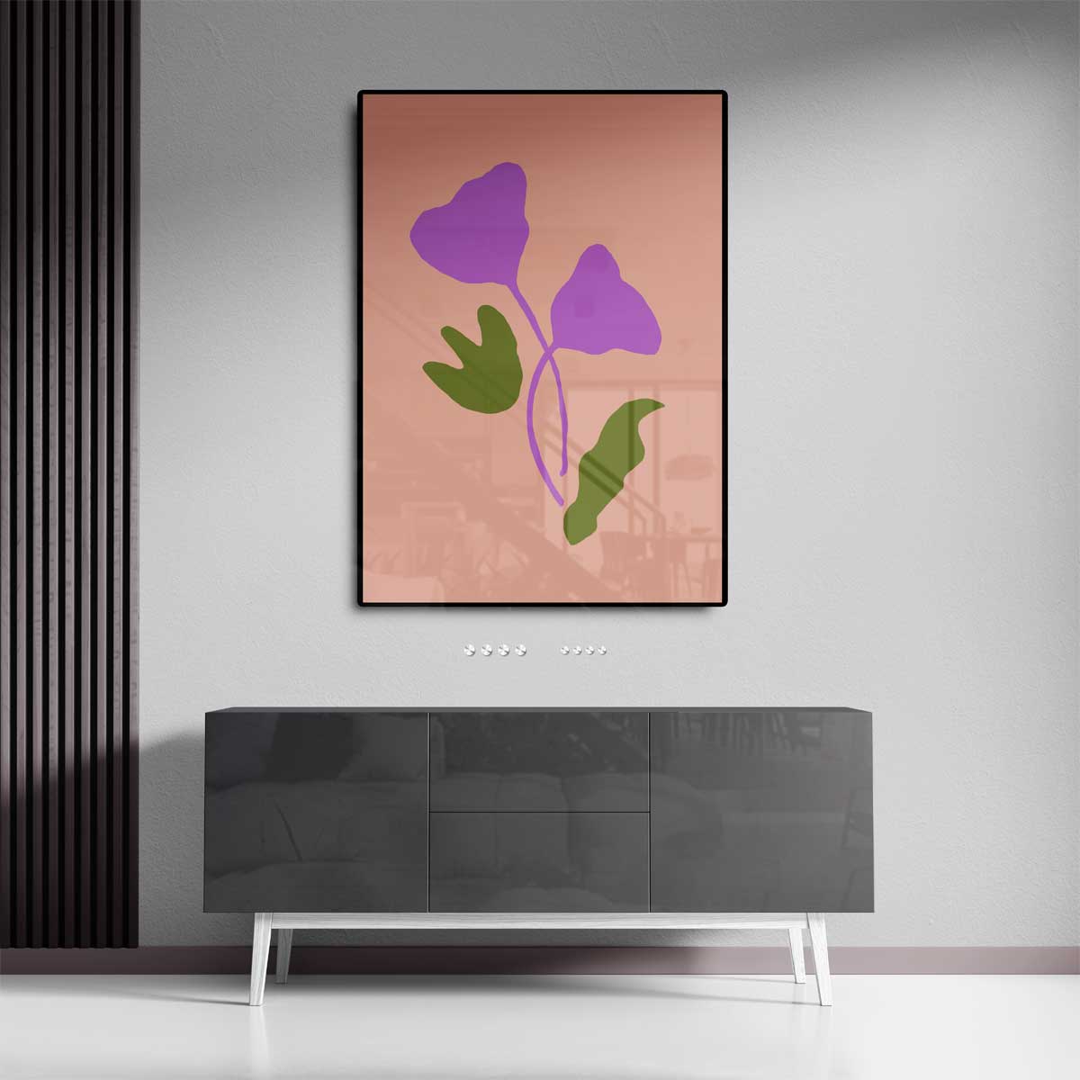 Vrolijke Paarse Bladeren Kunstwerk-canvas-dibond-plexiglas-wanddecoratie-WallArtistic
