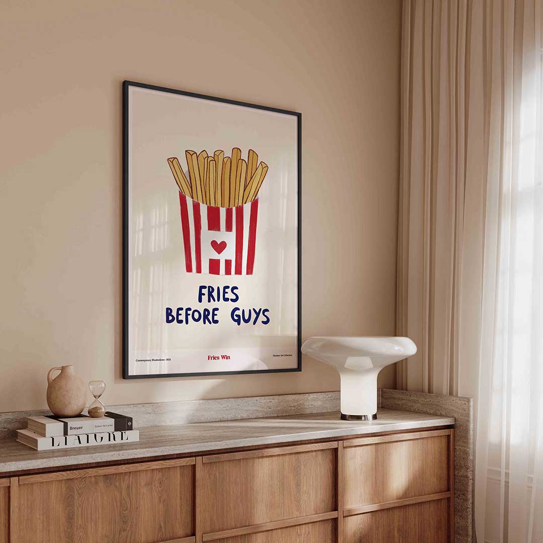 Frietjes in rood witte verpakking Poster