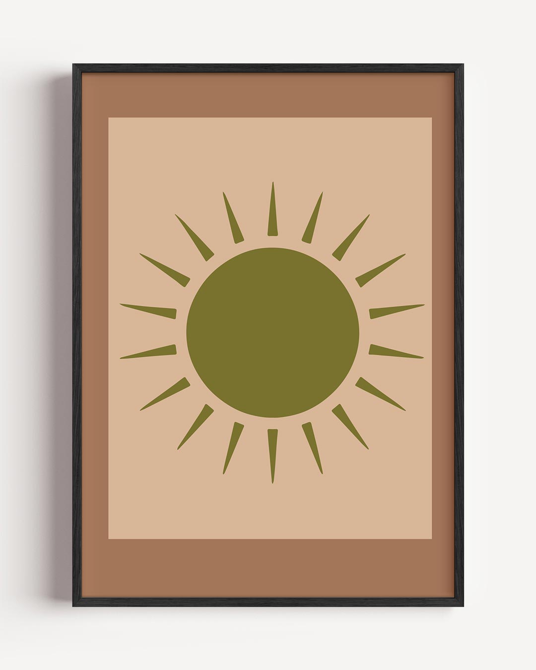 Zonnestralen op Bruine Achtergrond Poster-WallArtistic