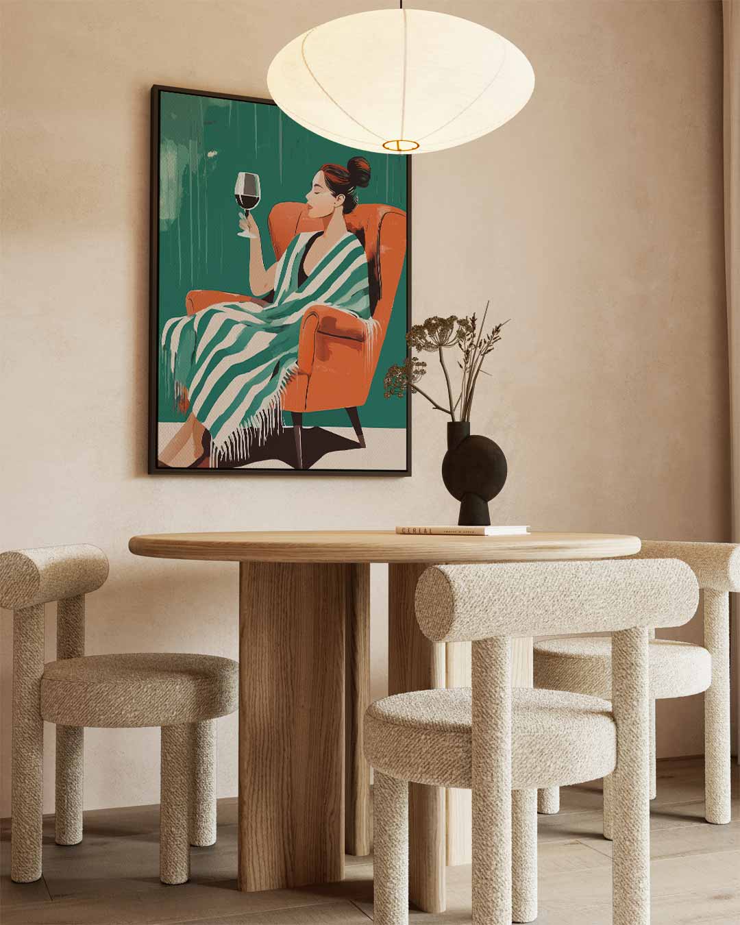 Ontspanning met Wijn Kunstwerk-canvas-dibond-plexiglas-wanddecoratie-WallArtistic