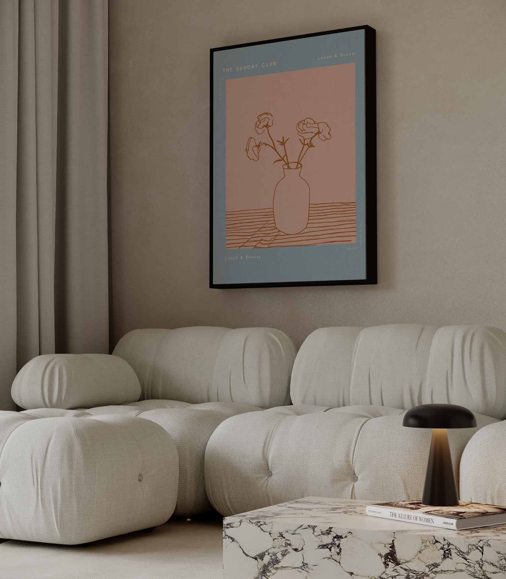 Eenvoudige Bloemenvaas Kunstwerk-canvas-dibond-plexiglas-wanddecoratie-WallArtistic
