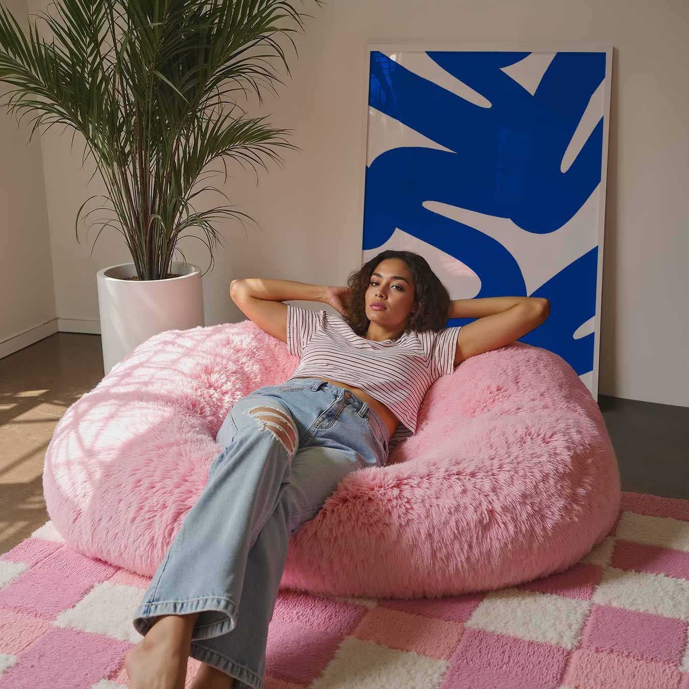 Abstracte Blauw-Witte Kunstposter-WallArtistic