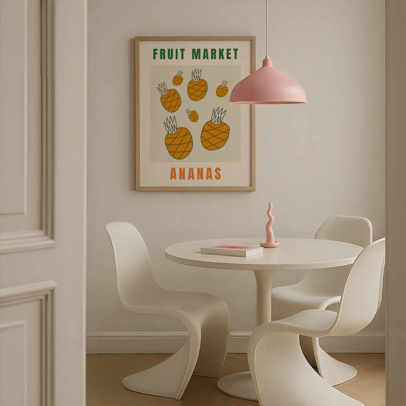 Vrolijke Fruitmarkt Ananas Poster-WallArtistic