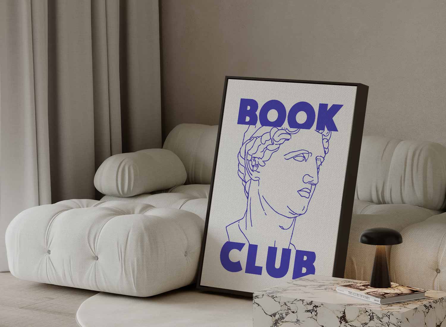 Boekclub Klassieke Buste Kunstwerk-canvas-dibond-plexiglas-wanddecoratie-WallArtistic