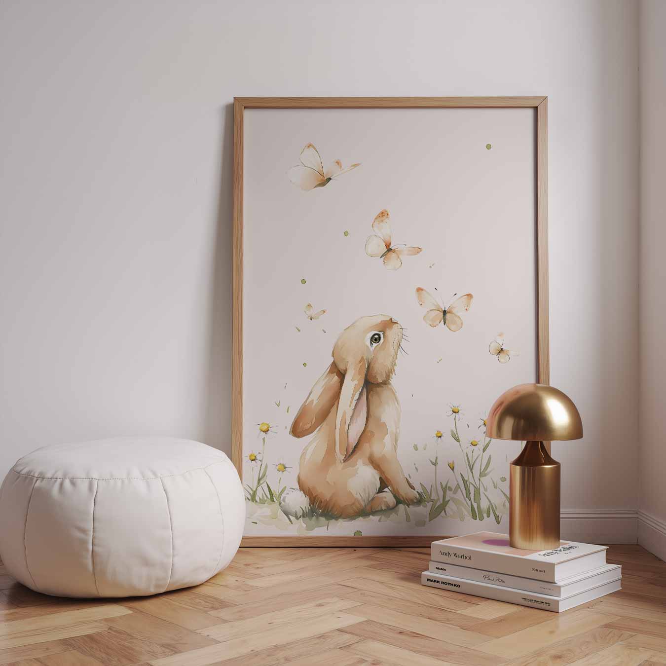 Dromerige Konijn en Vlinders Poster-WallArtistic