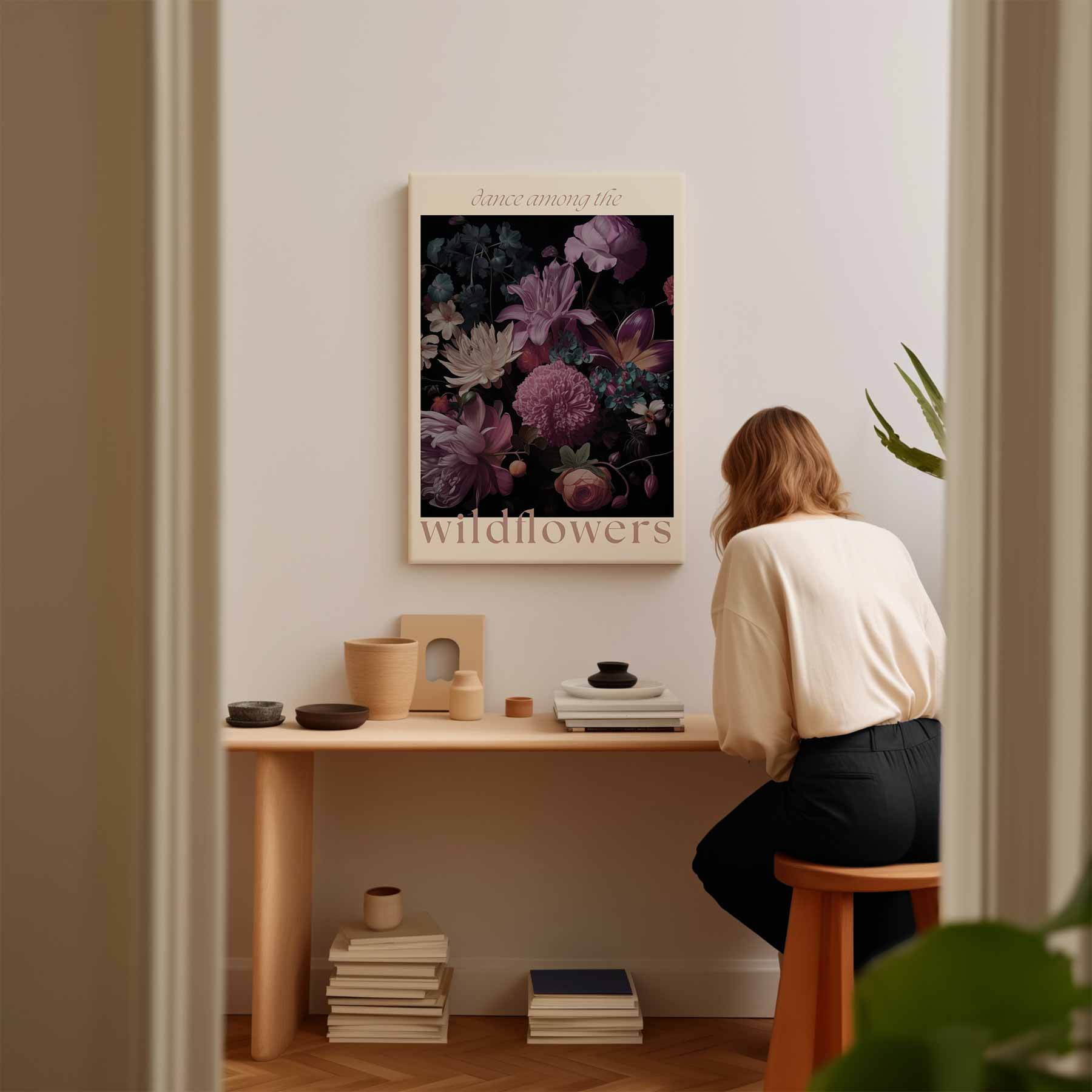 Dans tussen de wildbloemen Kunstwerk-canvas-dibond-plexiglas-wanddecoratie-WallArtistic