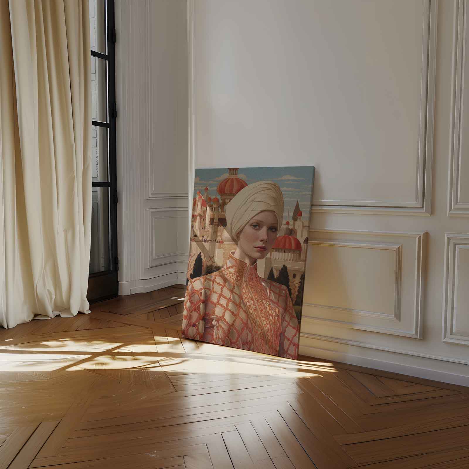 Oosters Elegantie Portret Kunstwerk-canvas-dibond-plexiglas-wanddecoratie-WallArtistic