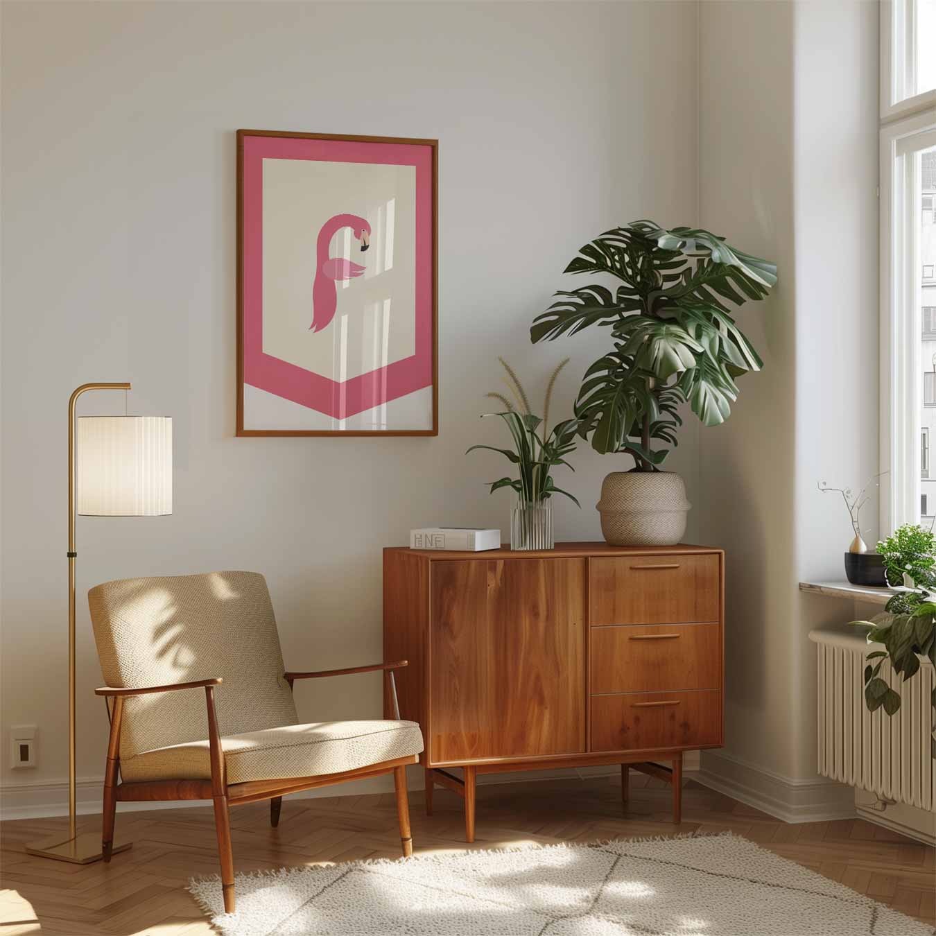 Elegant Flamingo Wandposter