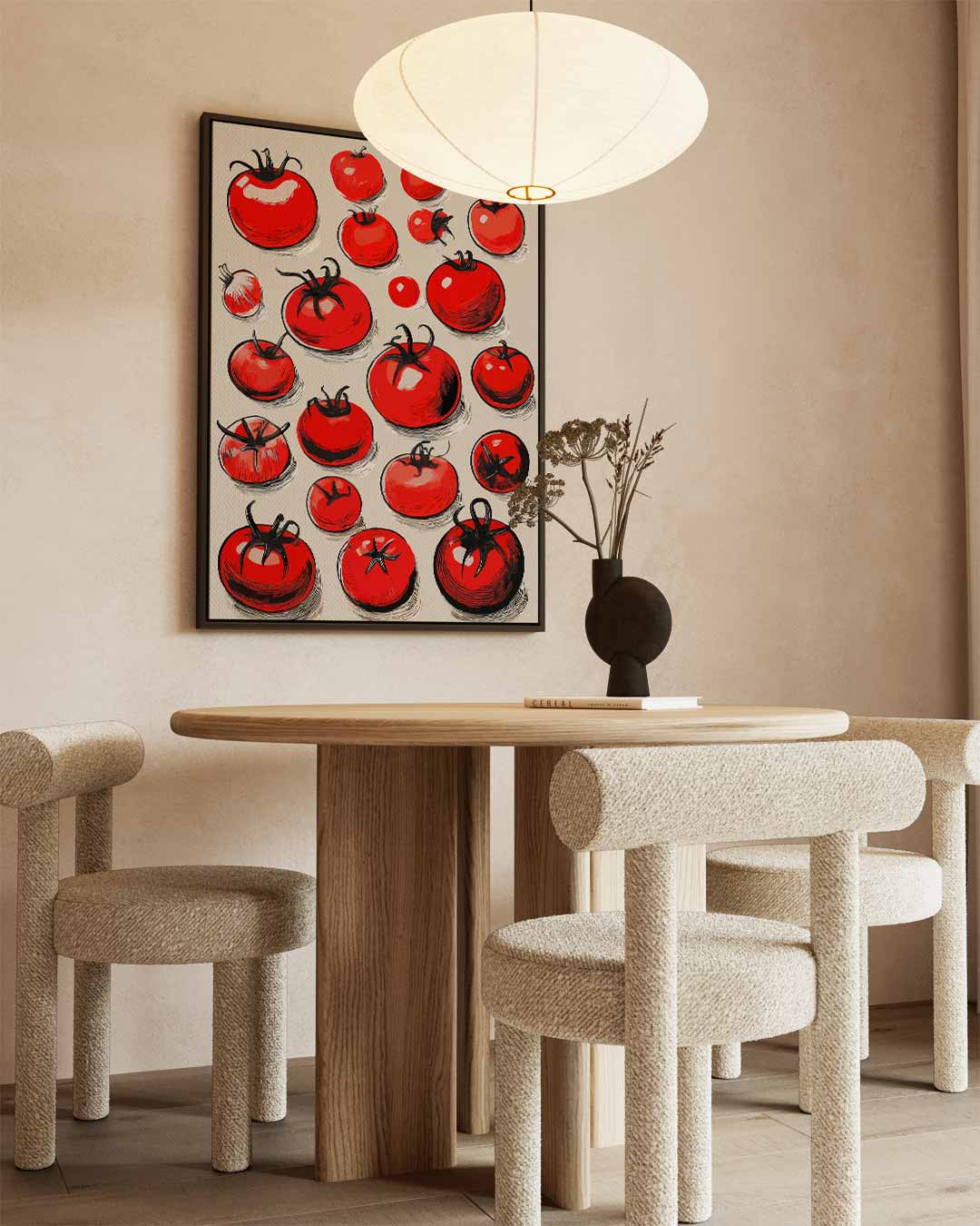 Speelse Tomatenprint Kunstwerk-canvas-dibond-plexiglas-wanddecoratie-WallArtistic