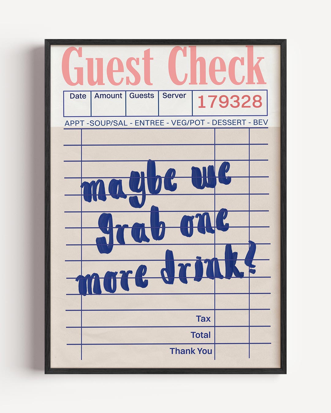 Retro Restaurant Check Poster-WallArtistic