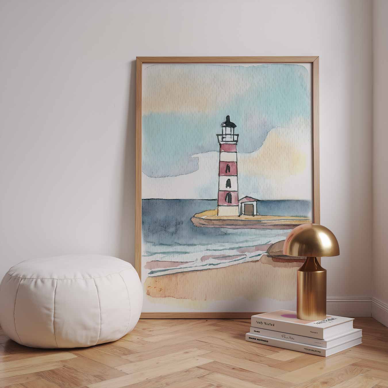 Dromerige Vuurtoren aan de Kust Poster-WallArtistic