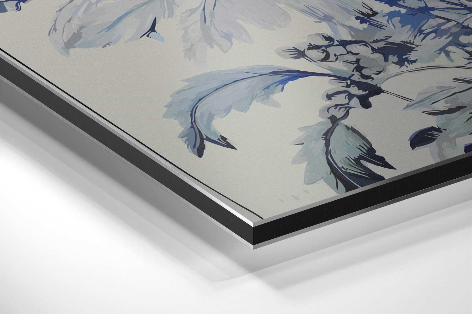 Elegante Bloemen in Blauw Kunstwerk-canvas-dibond-plexiglas-wanddecoratie-WallArtistic