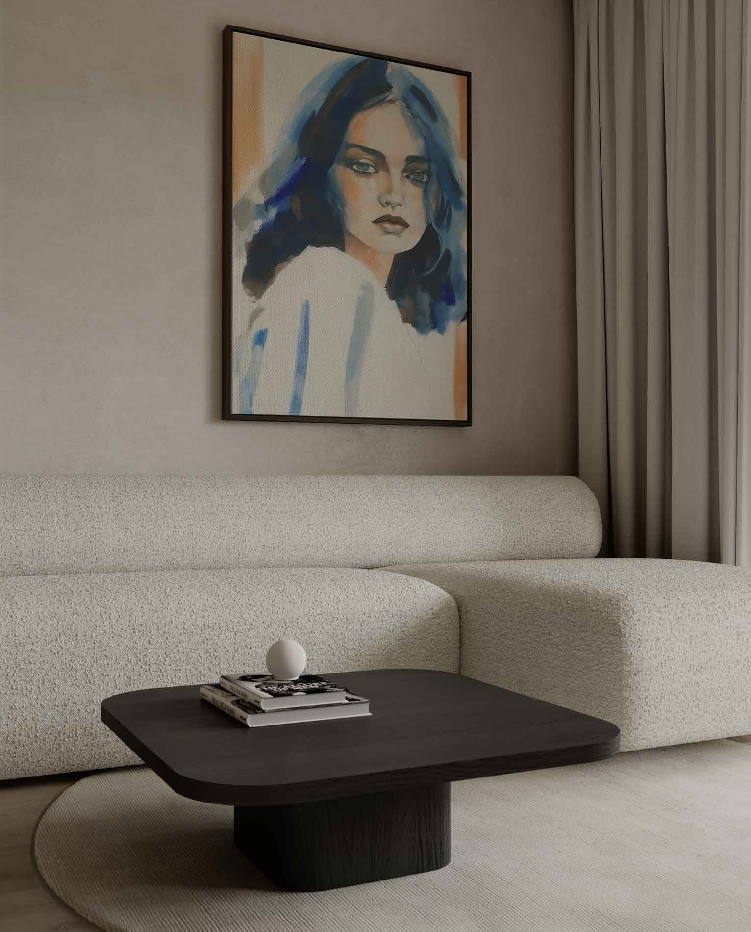 Dromerige Blik in Blauw Kunstwerk-canvas-dibond-plexiglas-wanddecoratie-WallArtistic