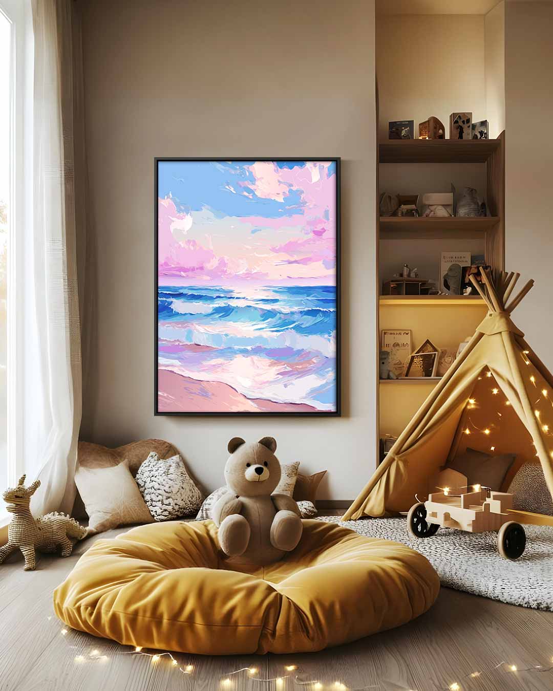 Kleurrijke Zonsopgang aan Zee Kunstwerk-canvas-dibond-plexiglas-wanddecoratie-WallArtistic