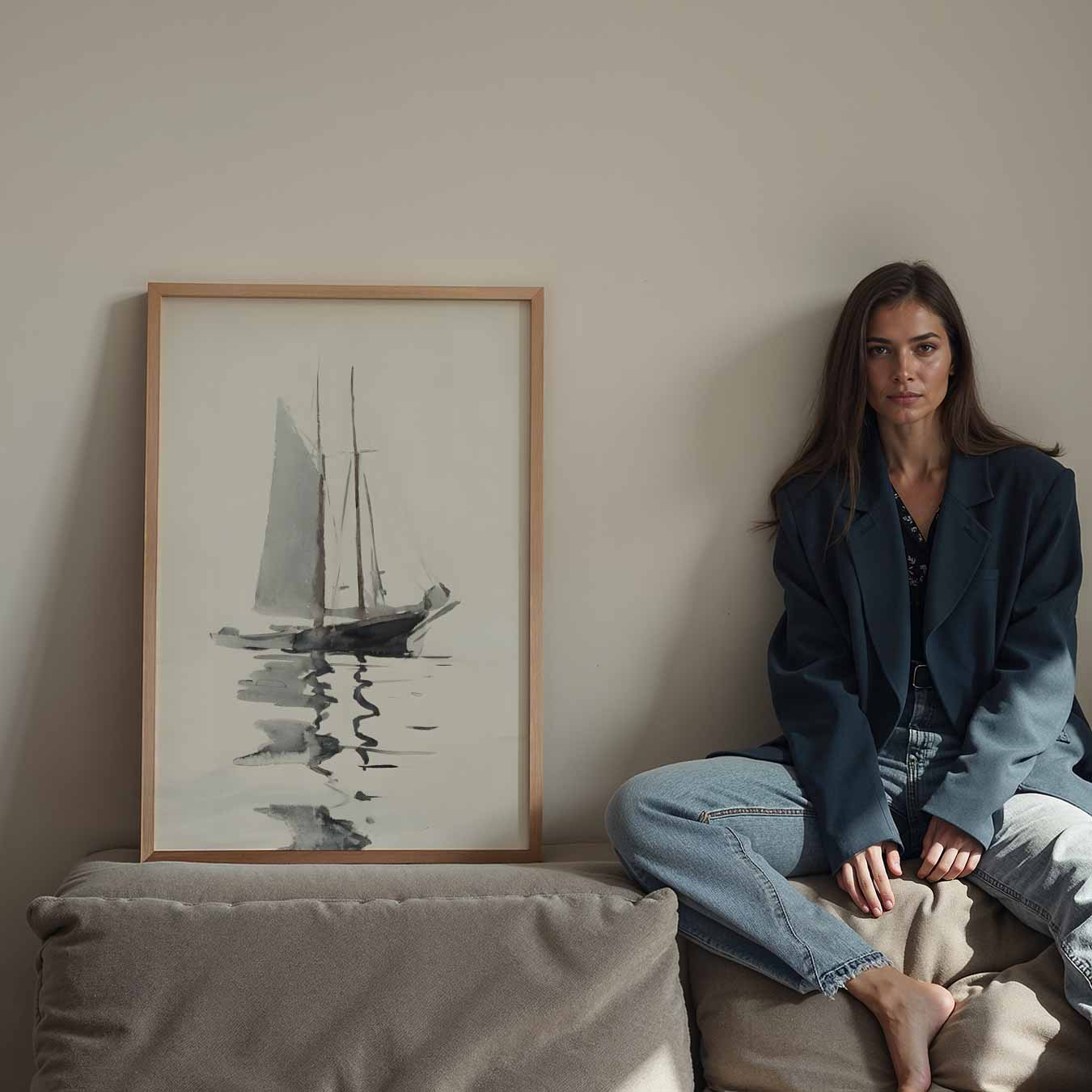 Zeilschip Silhouet Poster-WallArtistic