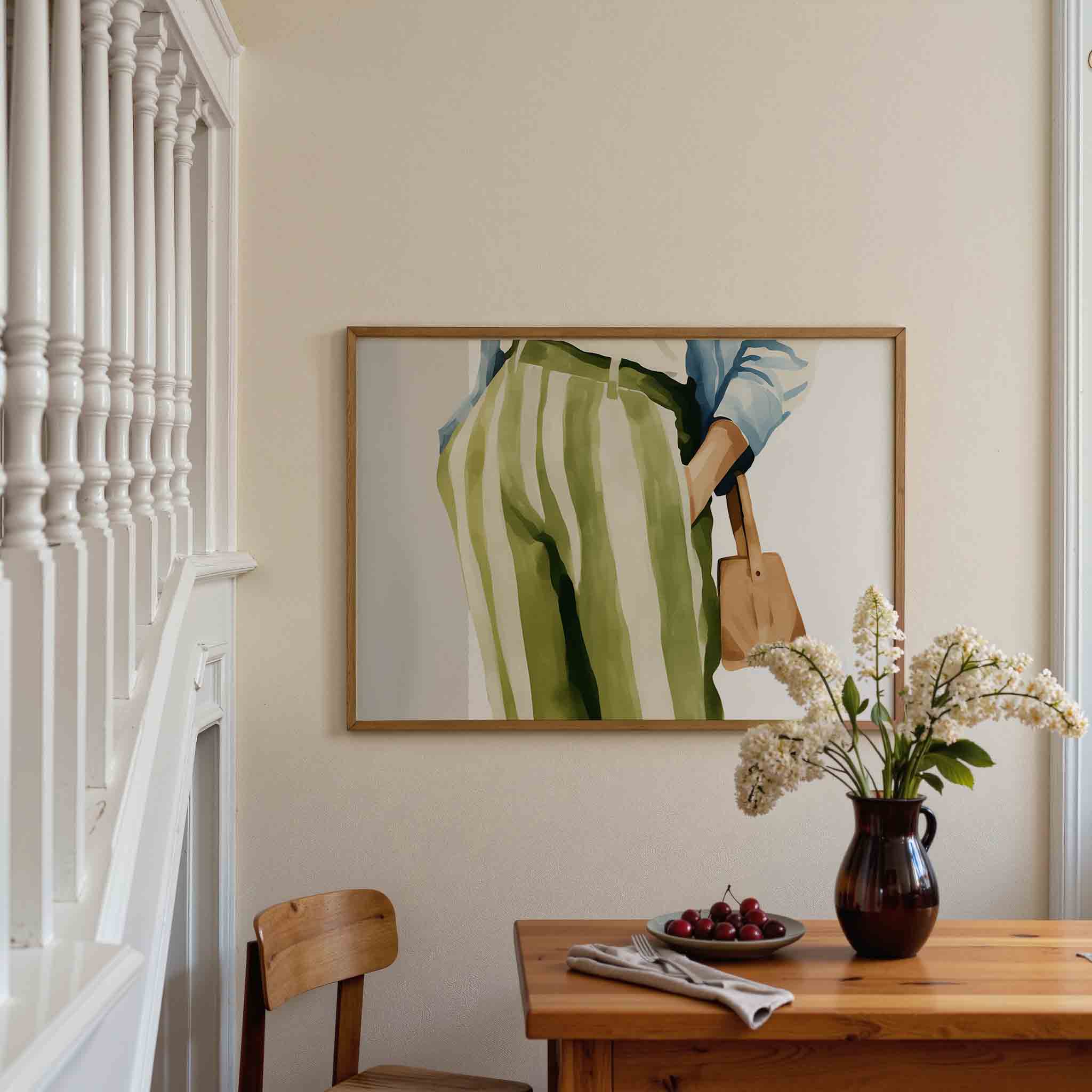 Gestreepte broek en tas Poster