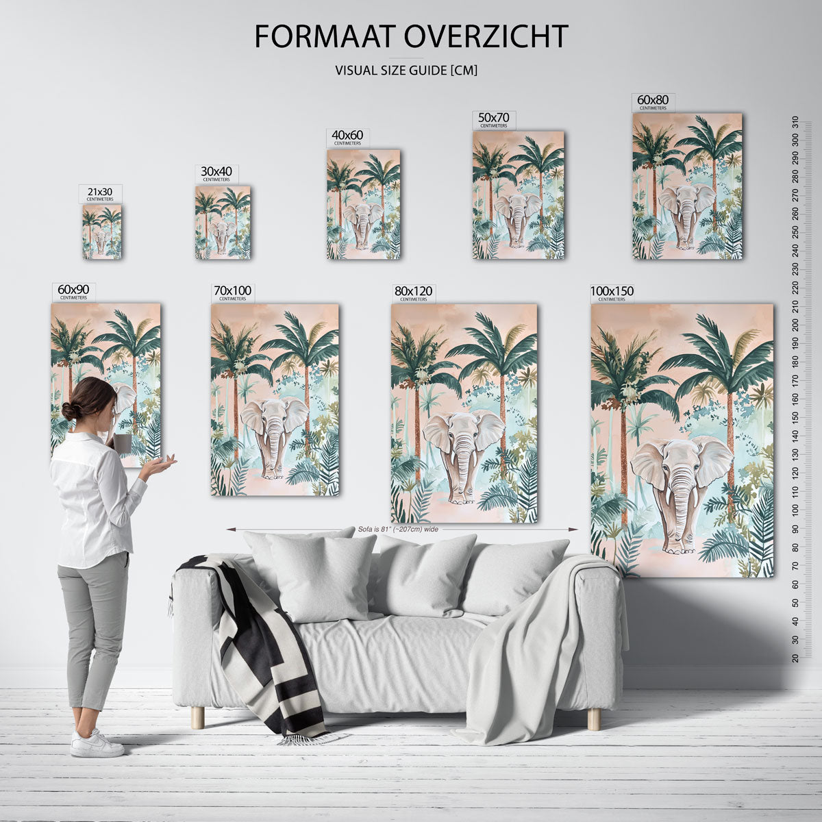 Olifant en palmbomen Poster