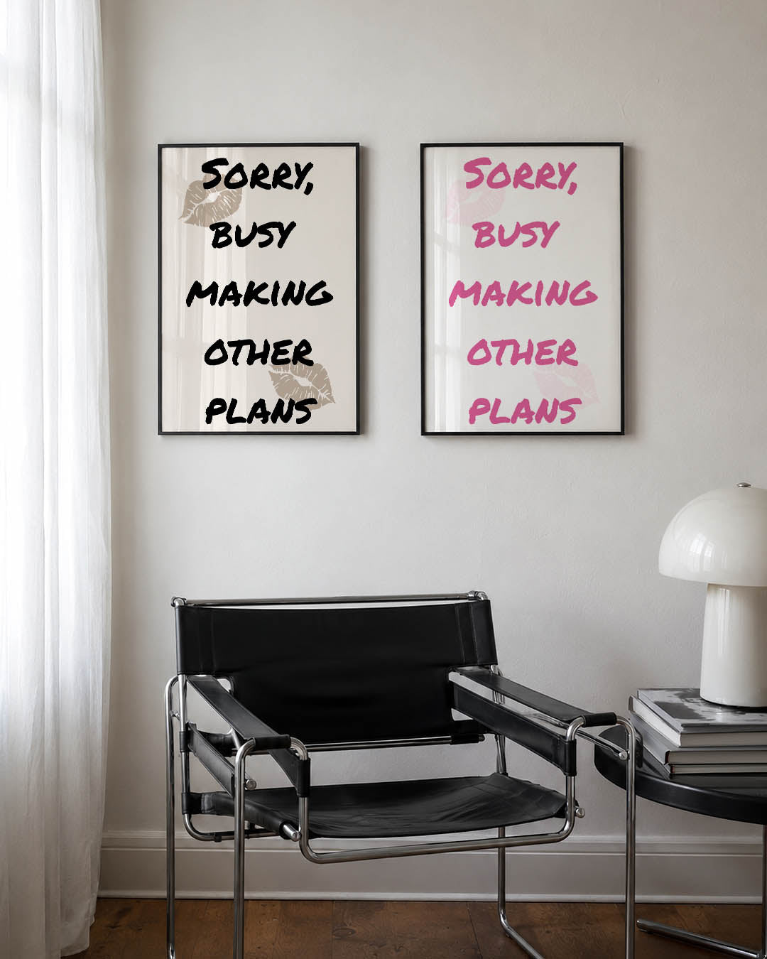 Speelse tekst en lippen Posterset