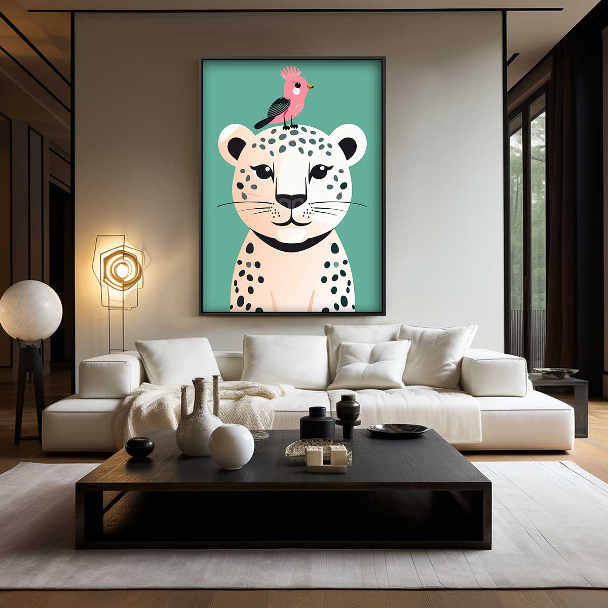 Vrolijke Vrienden in de Jungle Kunstwerk-canvas-dibond-plexiglas-wanddecoratie-WallArtistic