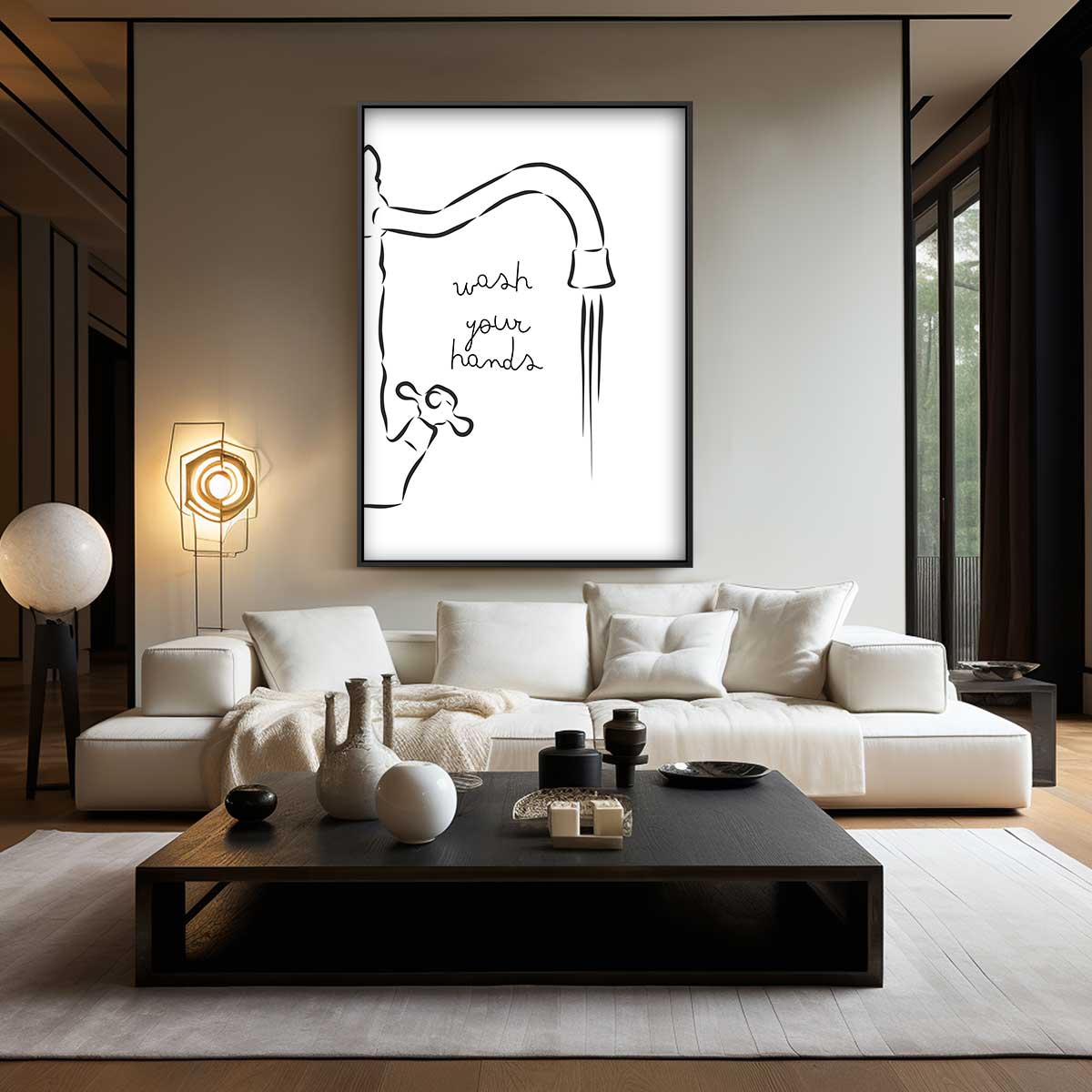 Wash Your Hands Illustratie Kunstwerk-canvas-dibond-plexiglas-wanddecoratie-WallArtistic