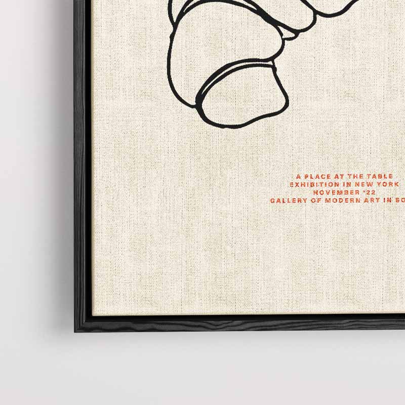 Croissant Line Art Kunstwerk-canvas-dibond-plexiglas-wanddecoratie-WallArtistic