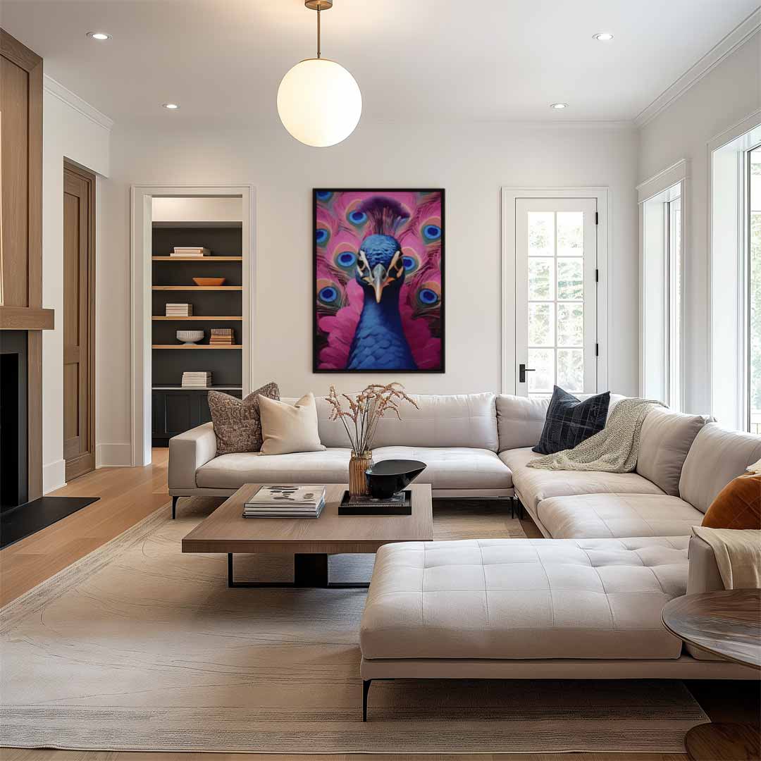 Pauwenpracht in Felle Kleuren Kunstwerk-canvas-dibond-plexiglas-wanddecoratie-WallArtistic