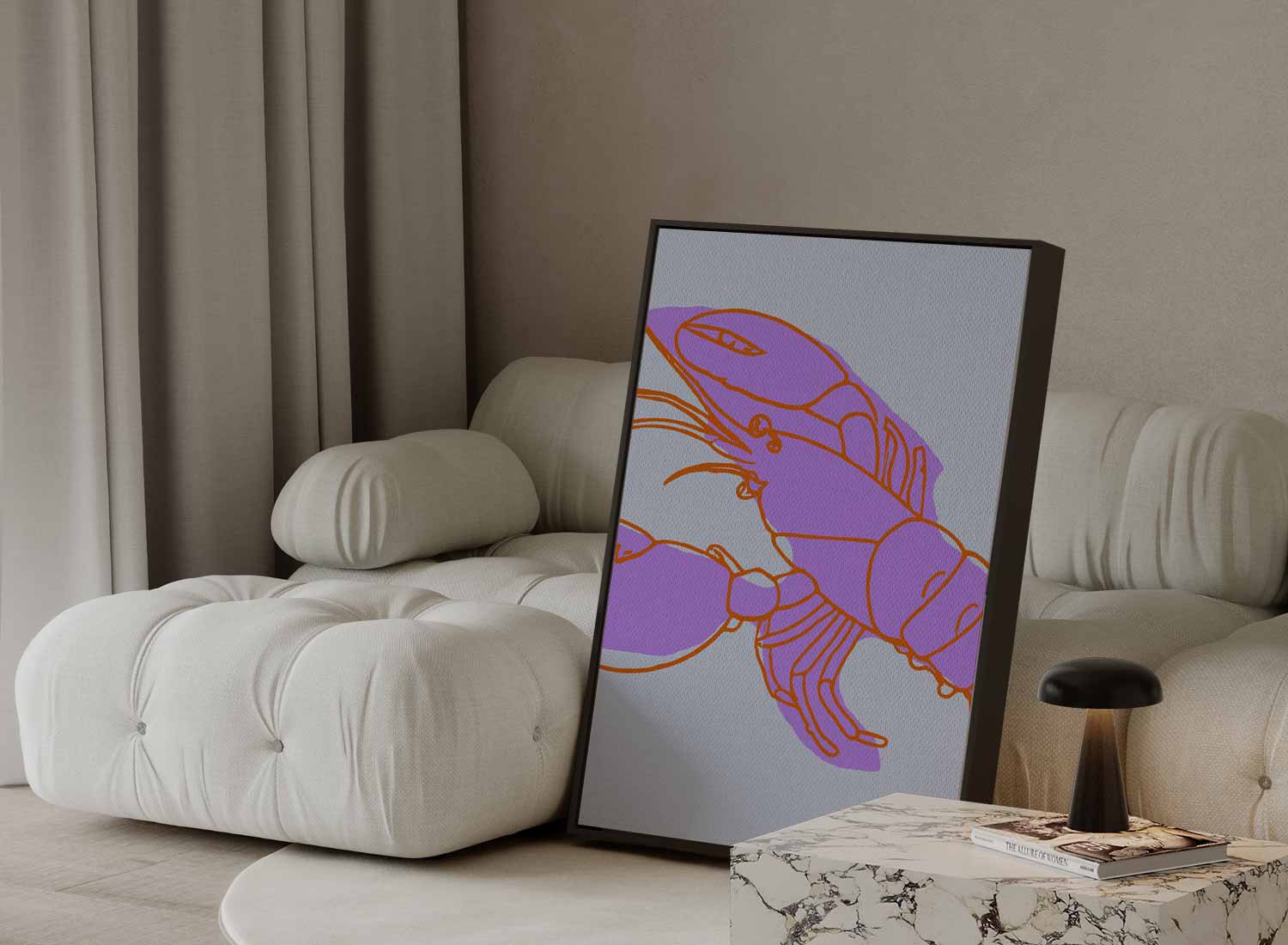 Kleurrijke Kreeft in Abstract Kunstwerk-canvas-dibond-plexiglas-wanddecoratie-WallArtistic