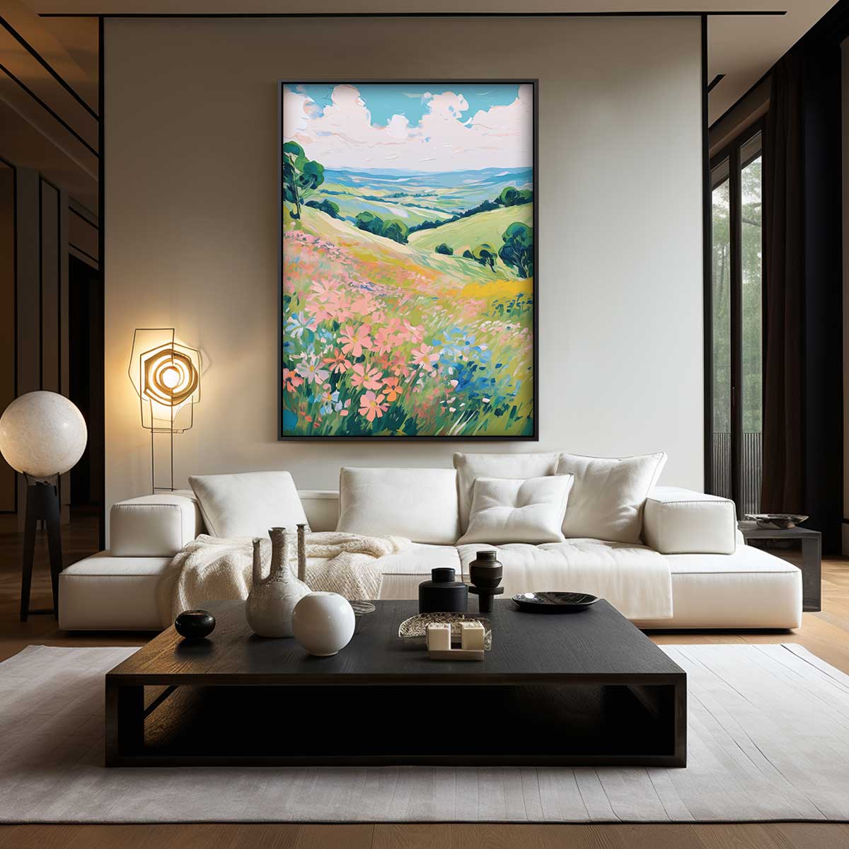 Zomerse Bloemenveld Harmonie Kunstwerk-canvas-dibond-plexiglas-wanddecoratie-WallArtistic