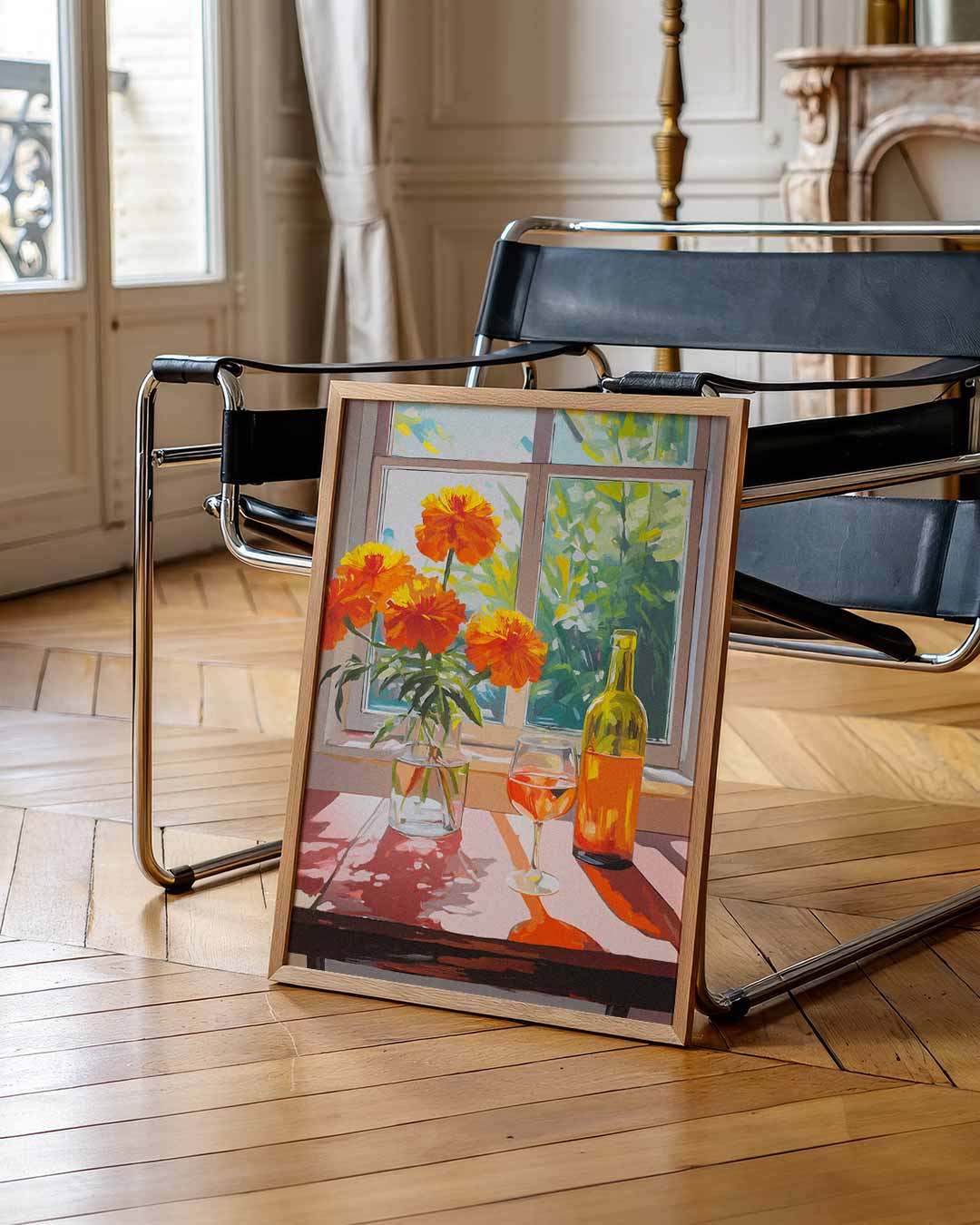 Zomerse Bloemen en Wijn Poster
