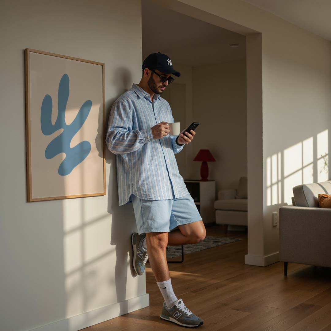 Abstracte Blauwe Vormen Poster-WallArtistic