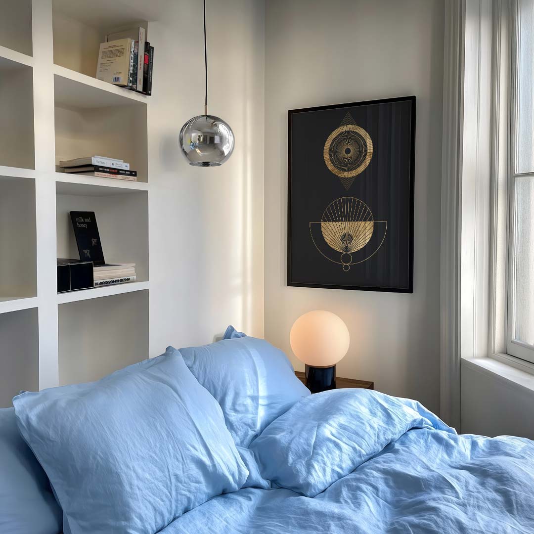 Geometrisch Goud op Zwart Poster-WallArtistic