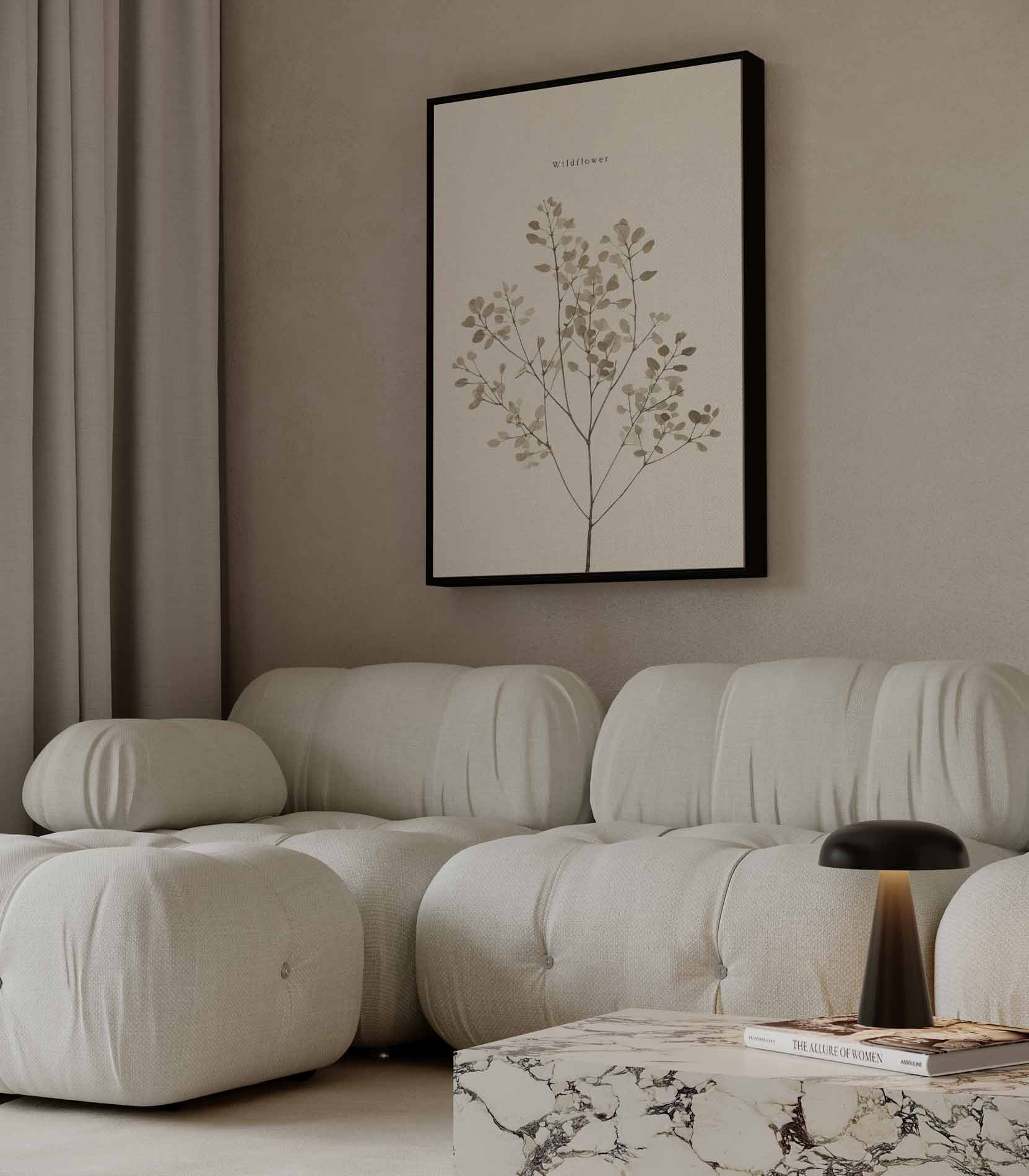 Minimalistische Wilde Bloem Illustratie Kunstwerk-canvas-dibond-plexiglas-wanddecoratie-WallArtistic