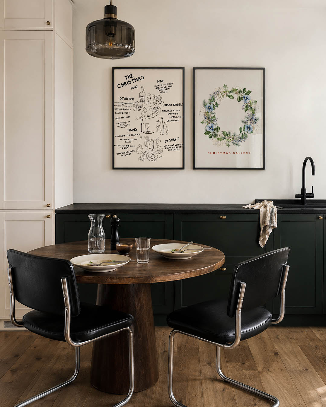 Feestelijke kerstmenu Posterset