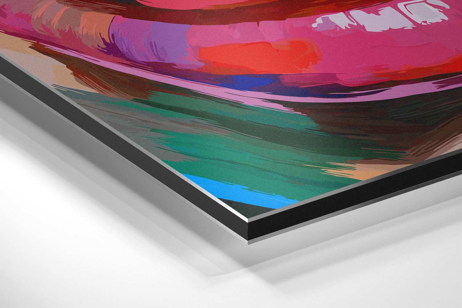 Kleurrijke Lippen en Macaron Kunstwerk-canvas-dibond-plexiglas-wanddecoratie-WallArtistic