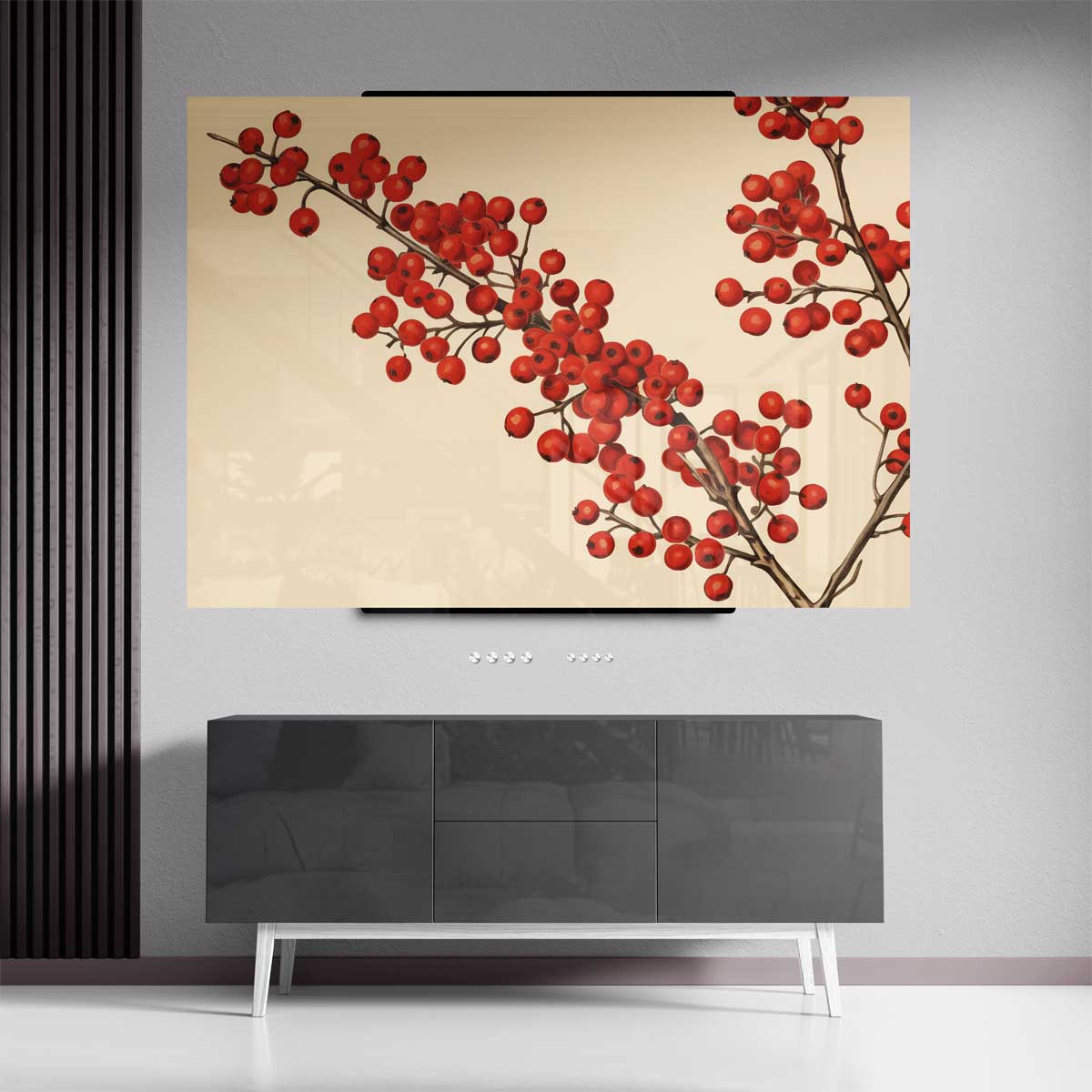 Rode Bessentakken Canvas Kunstwerk-canvas-dibond-plexiglas-wanddecoratie-WallArtistic