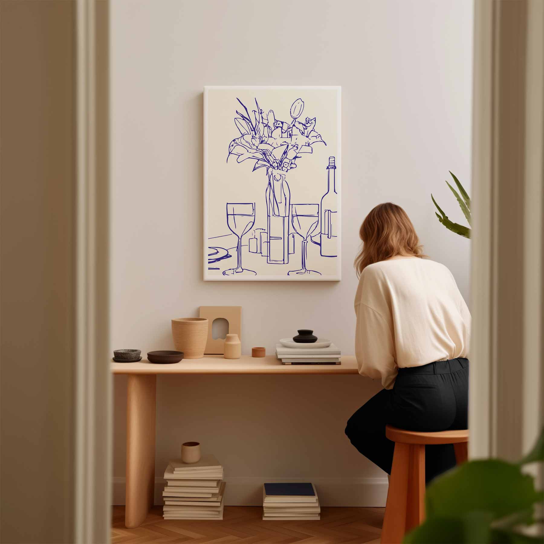 Tafelgenot in Lijn Kunstwerk-canvas-dibond-plexiglas-wanddecoratie-WallArtistic