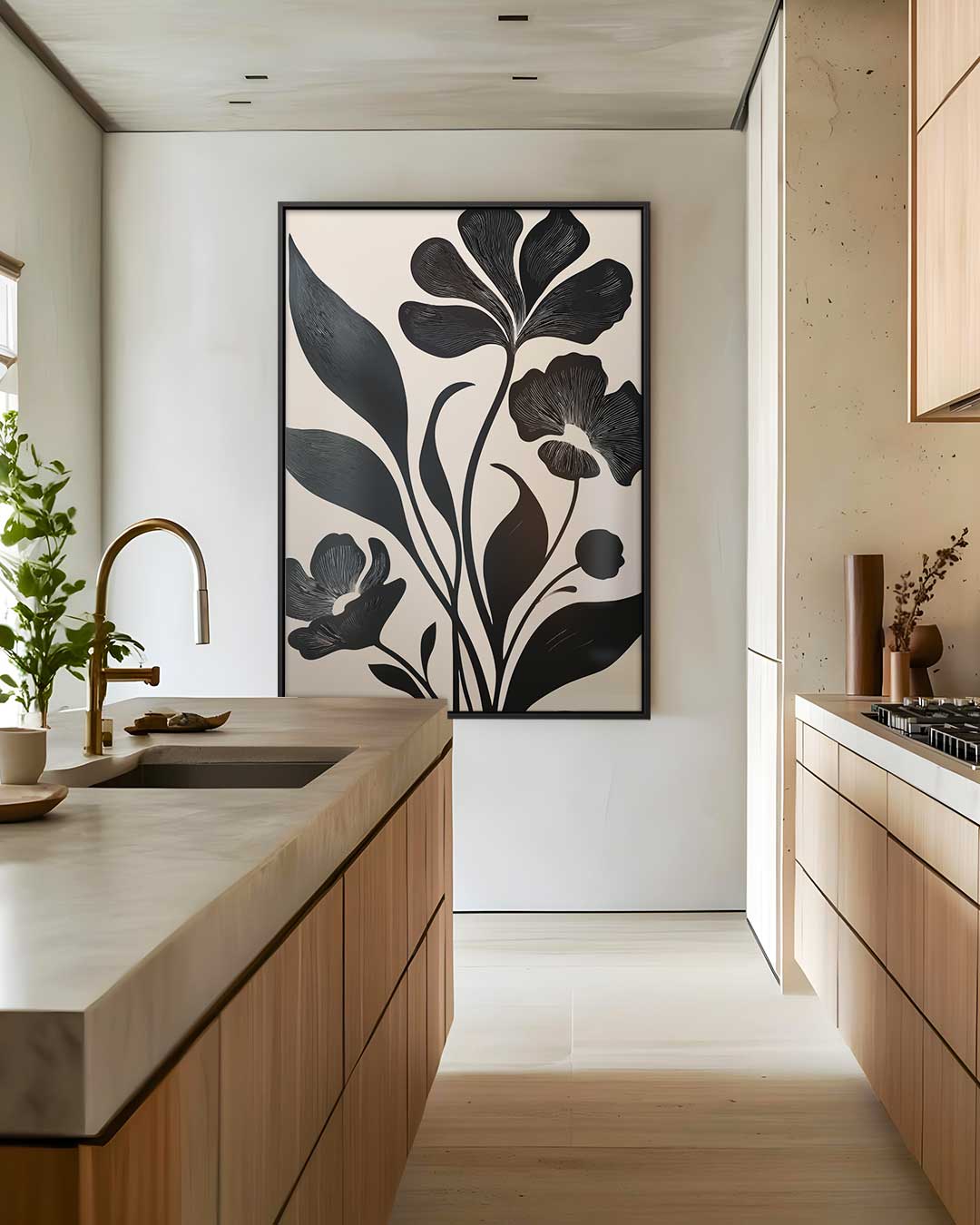Bloemenpracht in Zwart-Wit Kunstwerk-canvas-dibond-plexiglas-wanddecoratie-WallArtistic