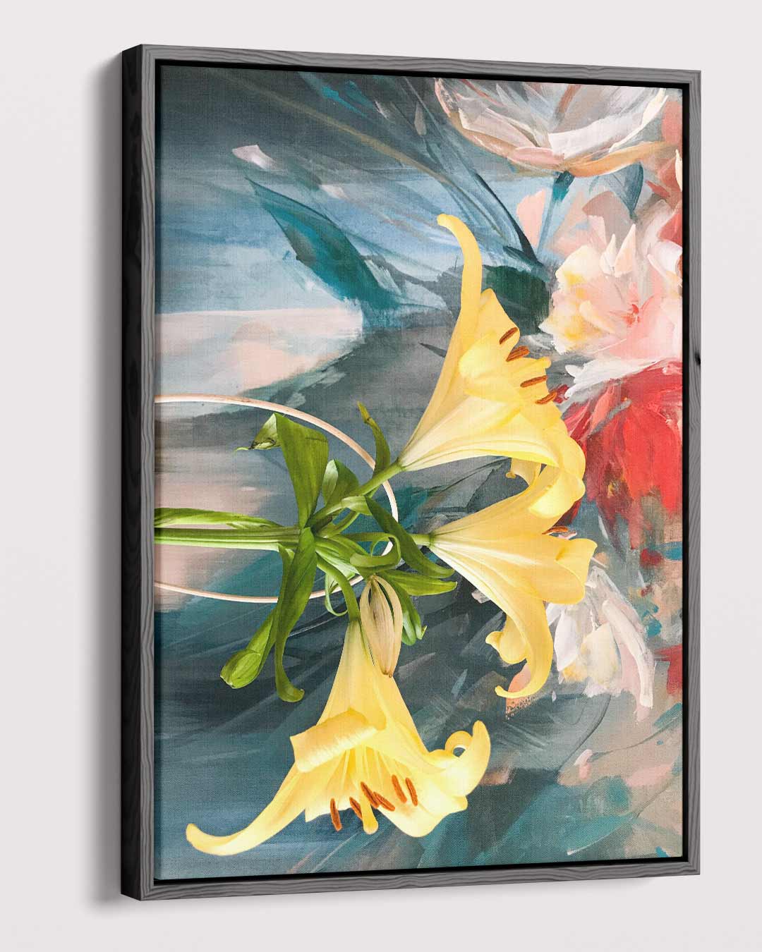 Bloemenexplosie in Geel Kunstwerk-canvas-dibond-plexiglas-wanddecoratie-WallArtistic
