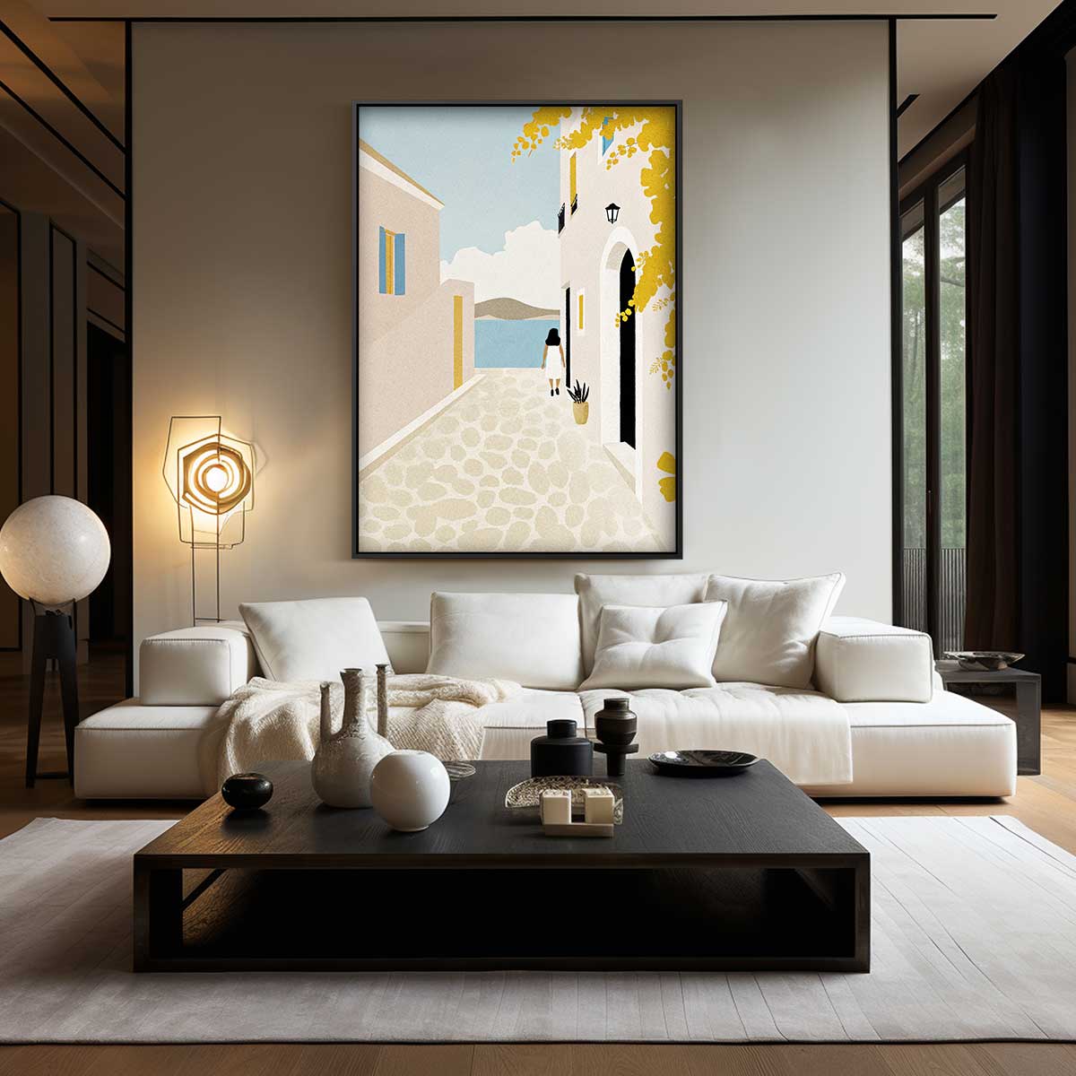 Zomerse Straatwandeling Kunstwerk-canvas-dibond-plexiglas-wanddecoratie-WallArtistic