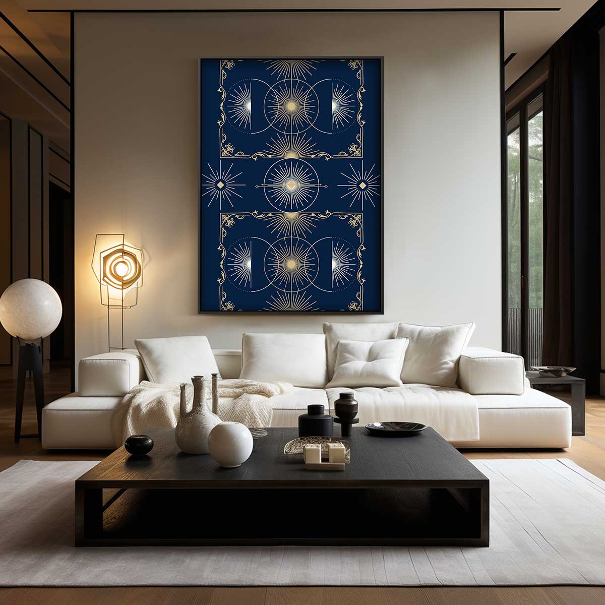 Stralende Zonnestralen in Geometrie Kunstwerk-canvas-dibond-plexiglas-wanddecoratie-WallArtistic