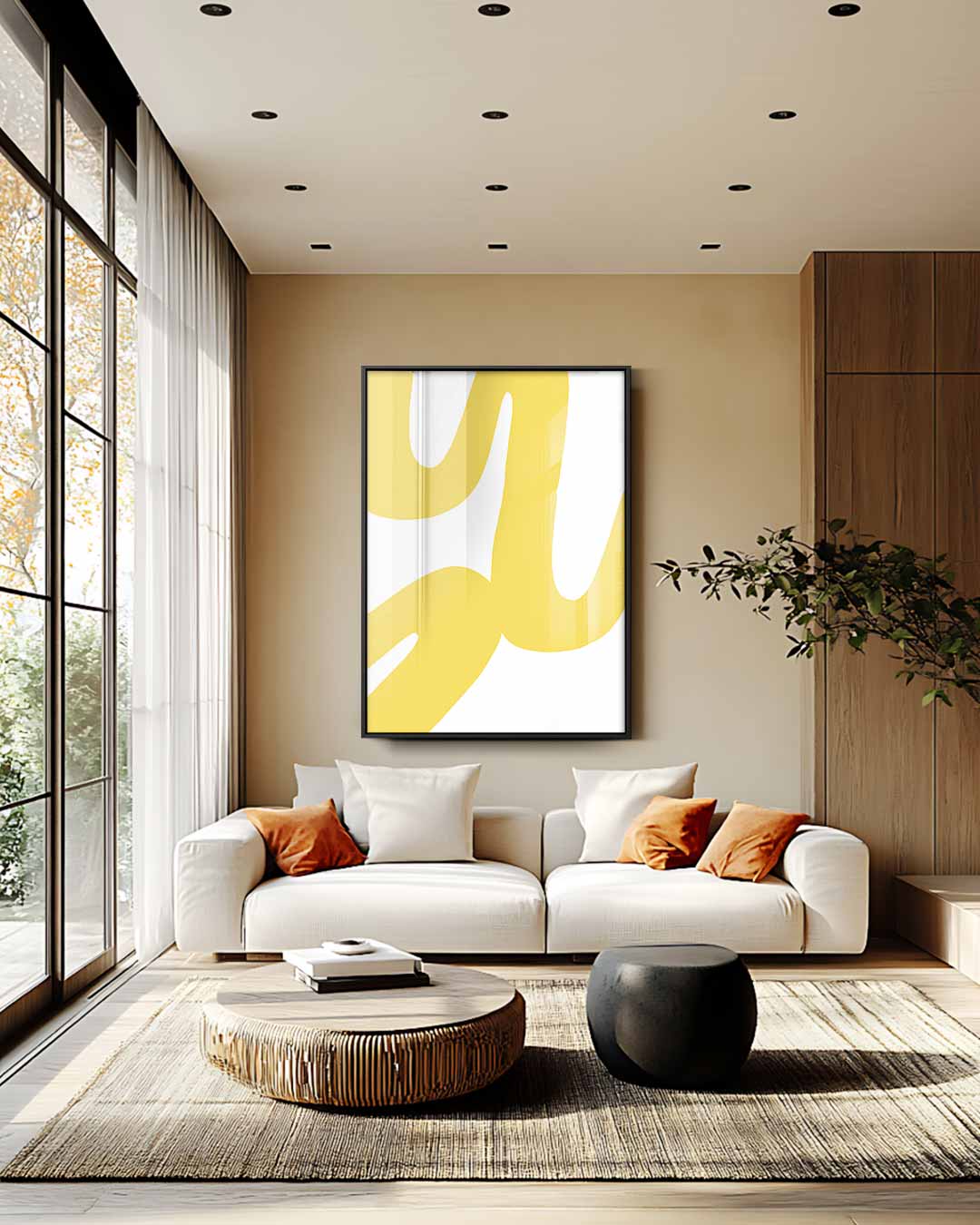 Zonnige Abstracte Streken Kunstwerk-canvas-dibond-plexiglas-wanddecoratie-WallArtistic