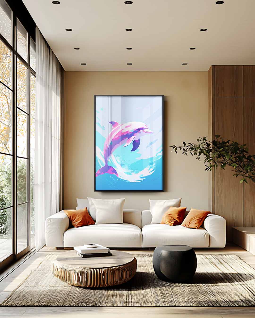 Dromerige Dolfijn Kunstwerk-canvas-dibond-plexiglas-wanddecoratie-WallArtistic