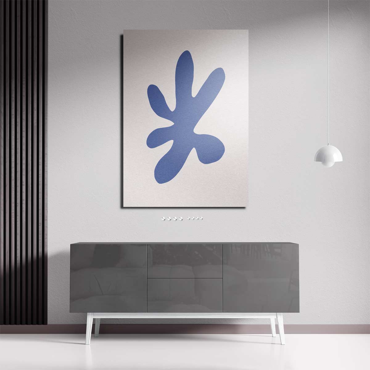 Modern Abstracte Bloem in Blauw Kunstwerk-canvas-dibond-plexiglas-wanddecoratie-WallArtistic