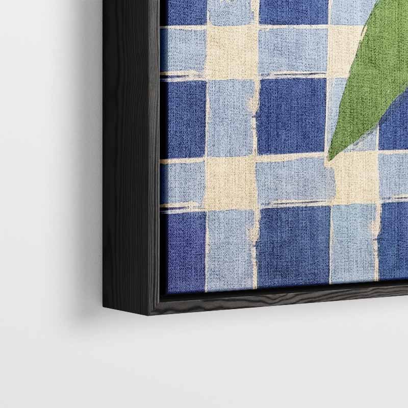 Zonnige Citroenen op Blauwe Schachtdoeken Kunstwerk-canvas-dibond-plexiglas-wanddecoratie-WallArtistic