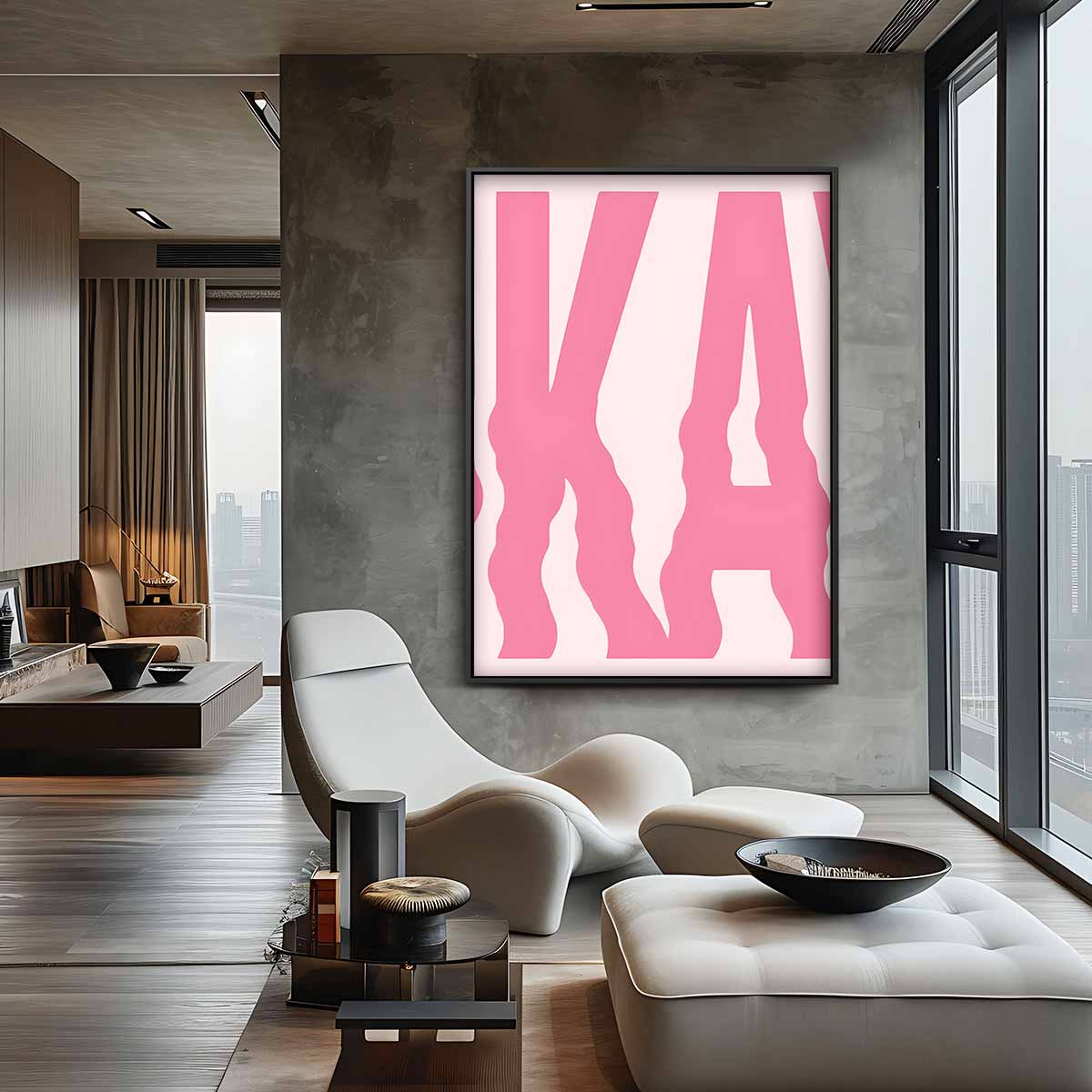 Okay in Roze Golven Kunstwerk-canvas-dibond-plexiglas-wanddecoratie-WallArtistic